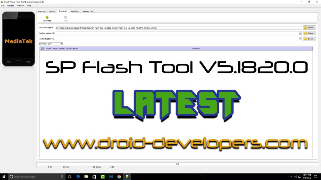 SP Flash Tool Download MTK  Flash Tool V5.1820.0